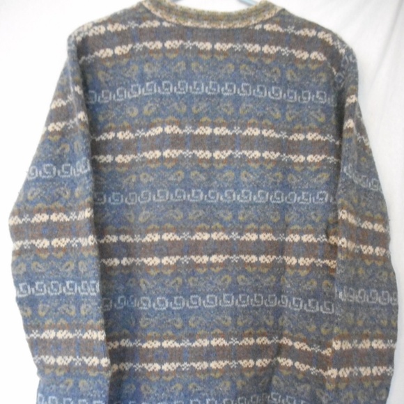 Size M 100% wool Blue grey brown Sweater Cardigan - Picture 7 of 7